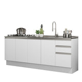 Mueble de Cocina 200cm Con Tarja Glamy Blanco