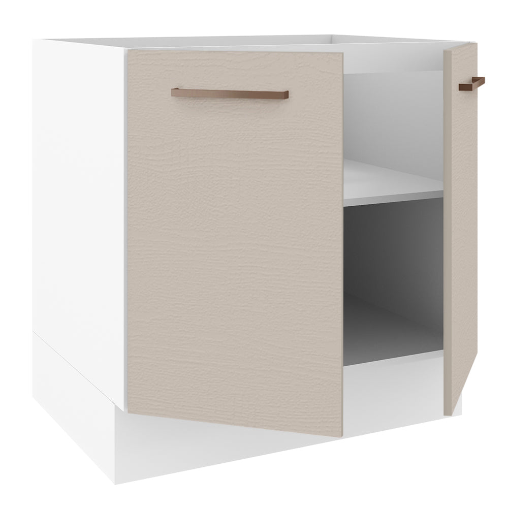 Gabinete Bajo 80 x 60 cm 2 Puertas (Sin Encimera) Blanco/Crema Agata