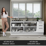 Mueble de Cocina 200cm Con Tarja Agata Blanco