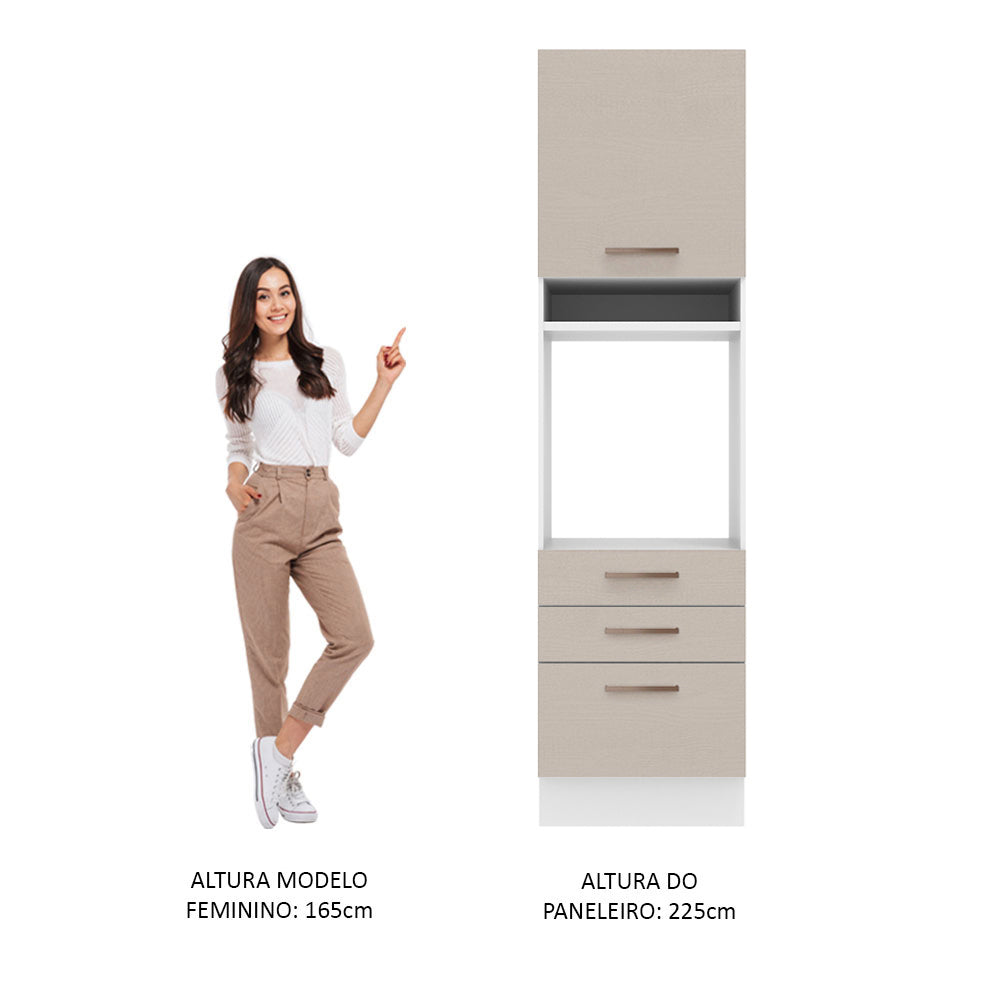Mueble de cocina para horno 60 x 60 cm 1 Puerta 3 Cajones Blanco/Crema Agata