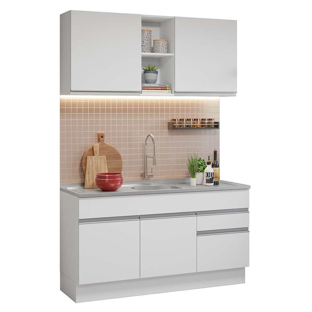 Cocina Integral Glamy con Tarja 150cm Blanco