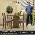 Conjunto de Comedor con Encimera Vidrio 4 Sillas Marrón/Crema/Beige Tifani Madesa