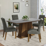 Juego de Comedor Mesa con Encimera de Madera 4 Sillas Marrón/Gris/Silver Ashley