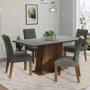 Conjunto de Comedor 4 Sillas Marrón/Gris/Silver Ashley Madesa
