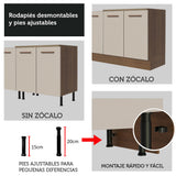 Mueble de Cocina Para Fregadero 2 Puertas y 3 Cajones Marrón/Crema Agata Madesa