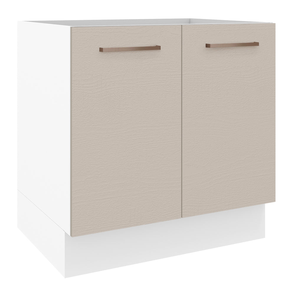 Gabinete Bajo 80 x 60 cm 2 Puertas (Sin Encimera) Blanco/Crema Agata