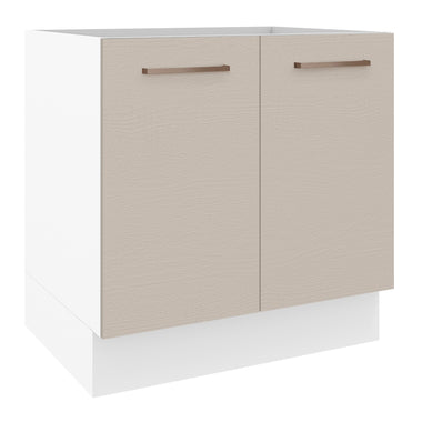 Gabinete Bajo 80 cm 2 Puertas Sin Encimera Blanco/Crema Agata Madesa