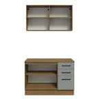Kit Gabinete Bajo y Gabinete Superior Multiuso 120 cm Marrón/Gris Agata Madesa