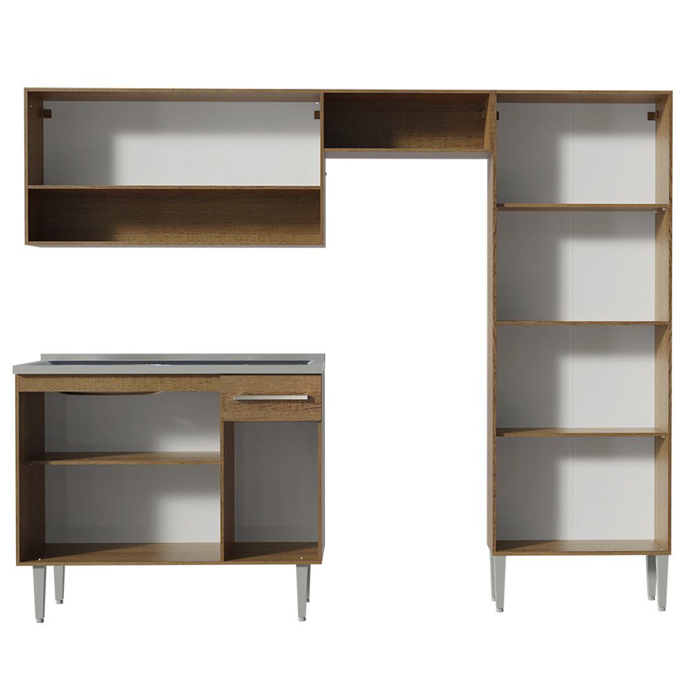 Cocina Integral 229cm con Fregadero Marrón/Negro Emilly 10