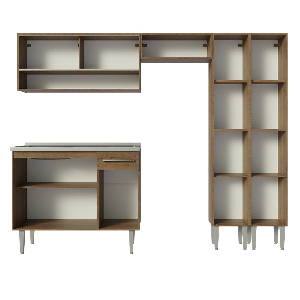 Cocina Integral 229cm con Fregadero Marrón Emilly 11