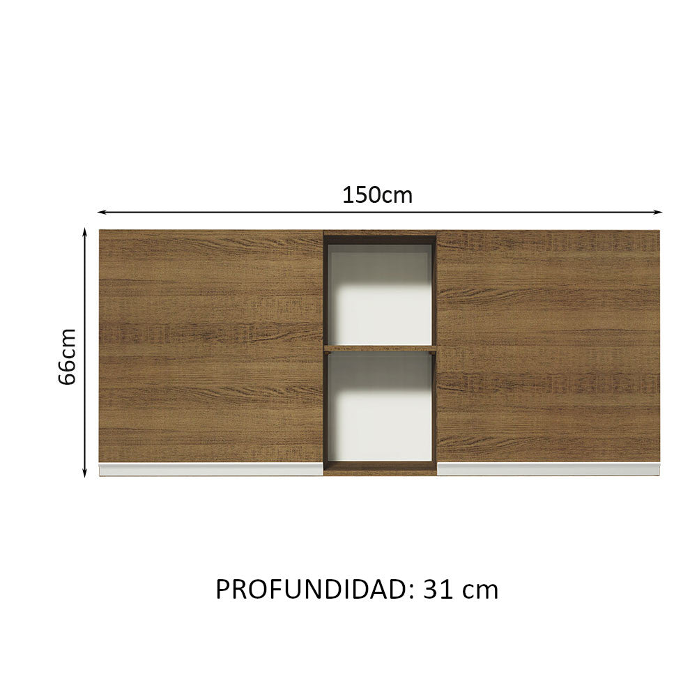 Gabinete Superior 150 cm 2 Puertas y 2 Nichos Glamy Marrón