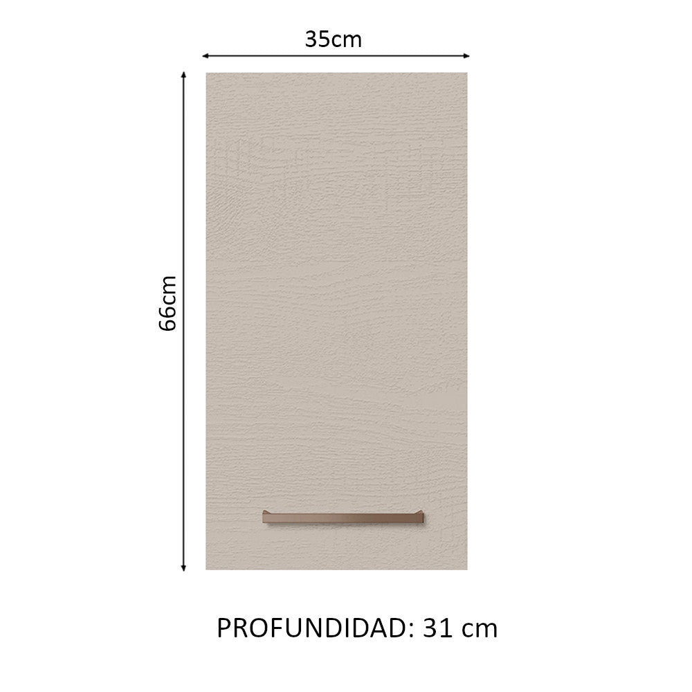 Gabinete Superior 35 cm 1 Puerta Agata Marrón/Crema