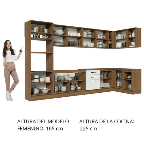 Cocina Integral Esquinera 499cm Marrón/Blanco Agata Madesa 01