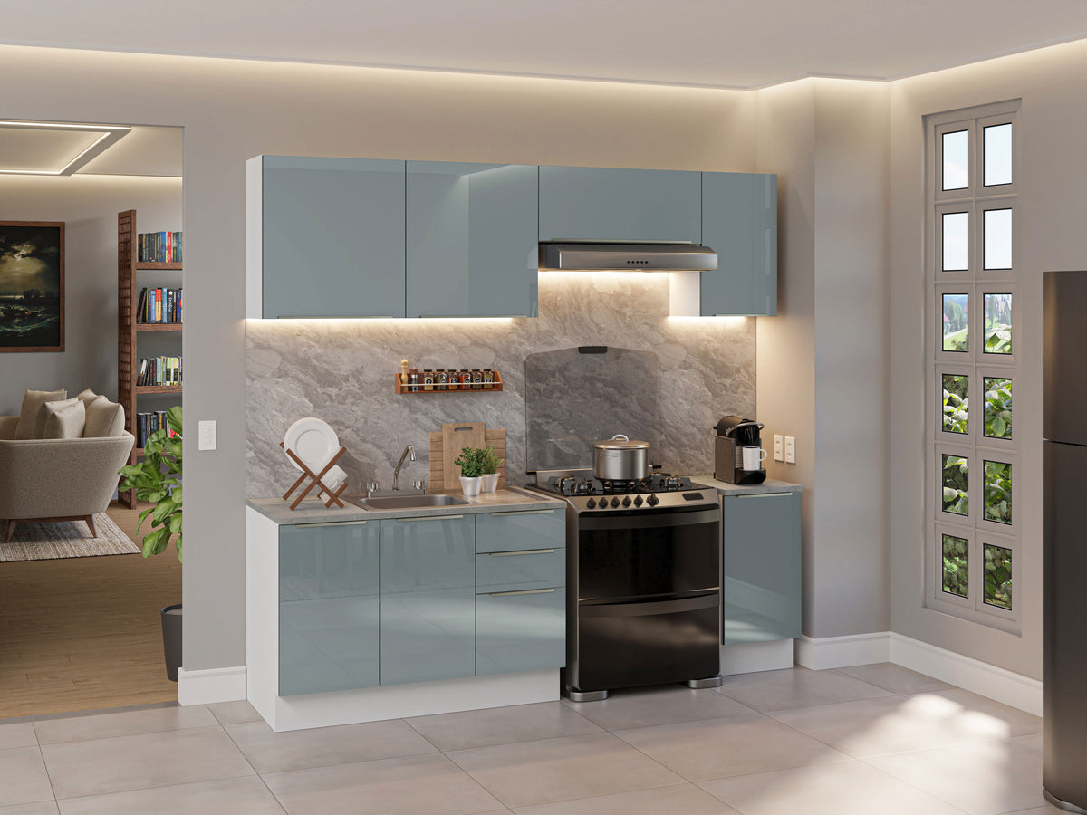 Cocina Integral con Accesorios 240cm Lux Blanco/Gris