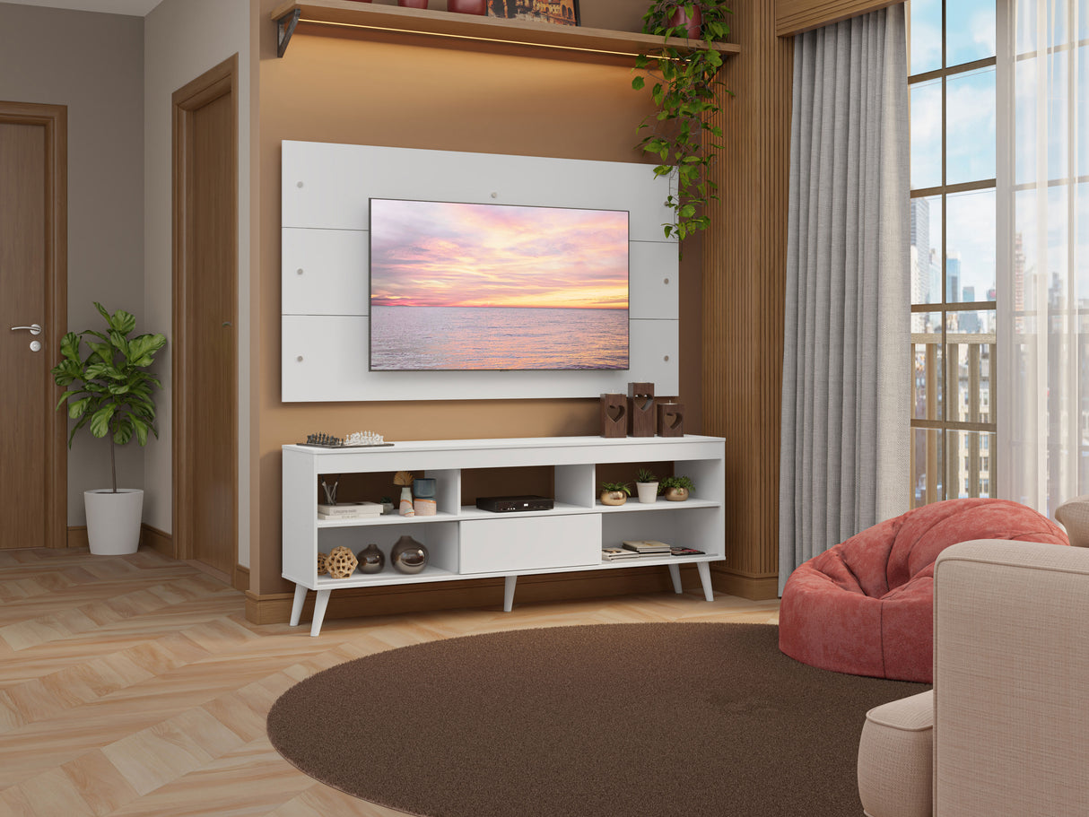 Mueble con Panel para TV hasta 65 Pulgadas con patas Blanco Detroit Madesa