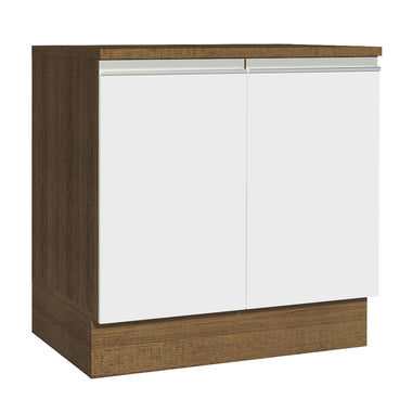 Gabinete Bajo 80 cm 2 Puertas Marrón/Blanco Glamy Madesa
