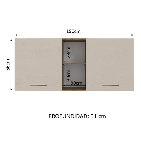 Alacena 150 cm 2 Puertas y 2 Nichos Marrón/Crema Agata Madesa