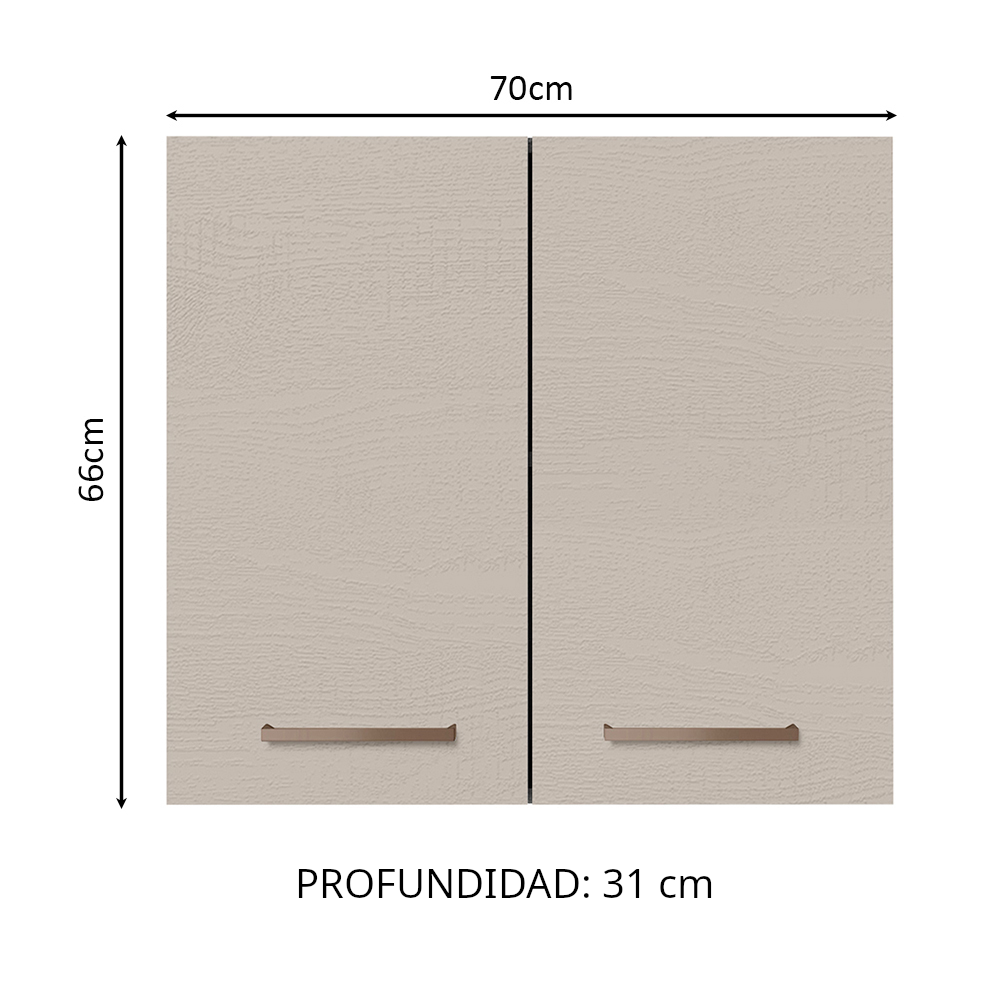 Gabinete Superior 70 cm 2 Puertas Blanco/Crema Agata Madesa