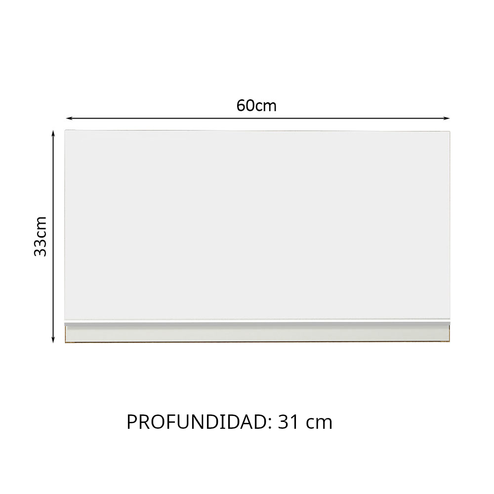 Gabinete Superior 60 cm 1 Puerta Abatible Marrón/Blanco Glamy Madesa