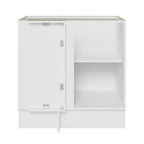 Gabinete Bajo Esquinero 80 cm 1 Puerta Sin Encimera Blanco/Negro Glamy Madesa