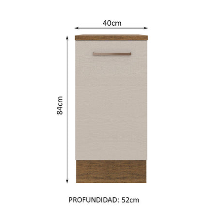 Mueble de Cocina 40 cm 1 Puerta Marrón/Crema Agata Madesa