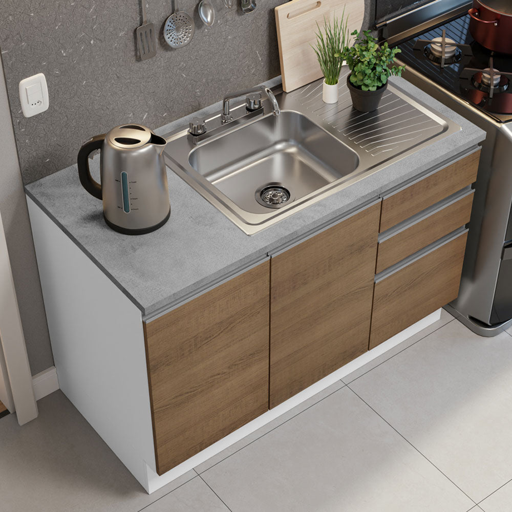 Cocina Integral con Accesorios 240cm Glamy Blanco/Marrón