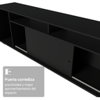 Mueble para TV hasta 65 Pulgadas 180 cm 1 Puerta Negro Cancún Madesa