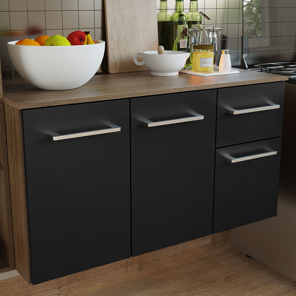 Cocina Compacta 180cm Marron/Negro Easy