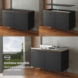 Gabinete Bajo para Fregadero 2 Puertas  Reims Negro
