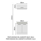 Kit Gabinete Bajo y Gabinete Superior Multiuso 80 cm Blanco Agata Madesa