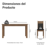 Juego de Comedor Mesa con Encimera de Madera 4 Sillas Negro/Marrón Havana