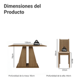 Juego de Comedor Mesa Encimera de Madera 6 Sillas Marrón/Crema/Beige Sharon