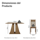 Juego de Comedor Mesa Encimera de Madera 6 Sillas Marrón/Crema/Beige Beverly