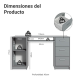 Escritorio Para Pc 3 Cajones 1 Puerta Gris Madesa Alaska