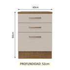 Mueble de Cocina 60 cm 3 Cajones Marrón/Crema Agata Madesa