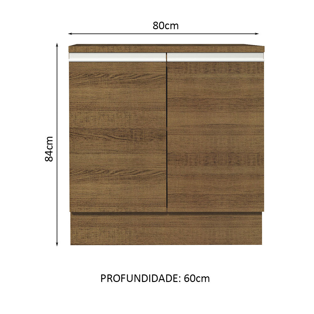 Gabinete Bajo Glamy 80 x 60 cm 2 Puertas (Con Encimera) Marrón