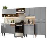 Cocina Integral 293cm con Fregadero Marrón/Gris Emilly 09