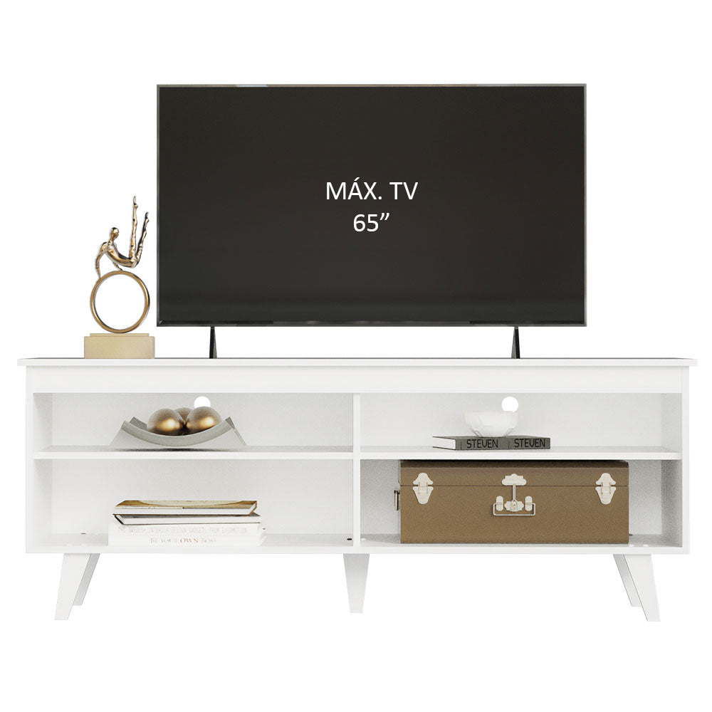 Mueble para TV hasta 65 Pulgadas Madesa Udine + Estante Escalera Blanco