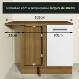 Mueble de Esquina Agata 1 Puerta 60 cm Profundidad (Con Encimera) Marrón/Blanco