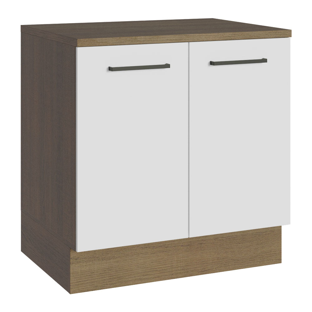 Gabinete Bajo Multiuso 80 cm 2 Puertas Marrón/Blanco Madesa