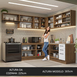 Cocina Integral de Esquina 486cm Marrón/Blanco 60cm de Profundidad Agata 01