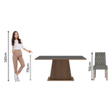 Juego de Comedor Mesa con Encimera de Madera 4 Sillas Marrón/Negro/Silver Ashley