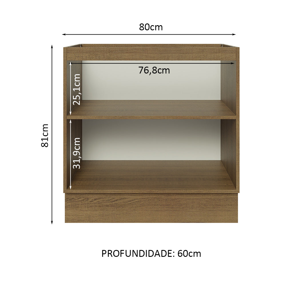 Gabinete Bajo 80 x 60 cm 2 Puertas (Sin Encimera) Marrón Glamy