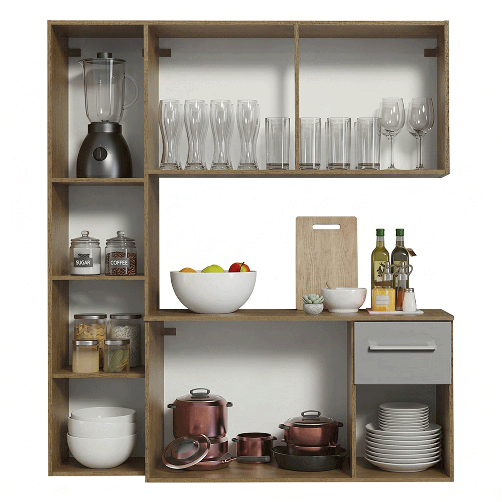 Cocina Integral 120cm Marrón/Gris Easy