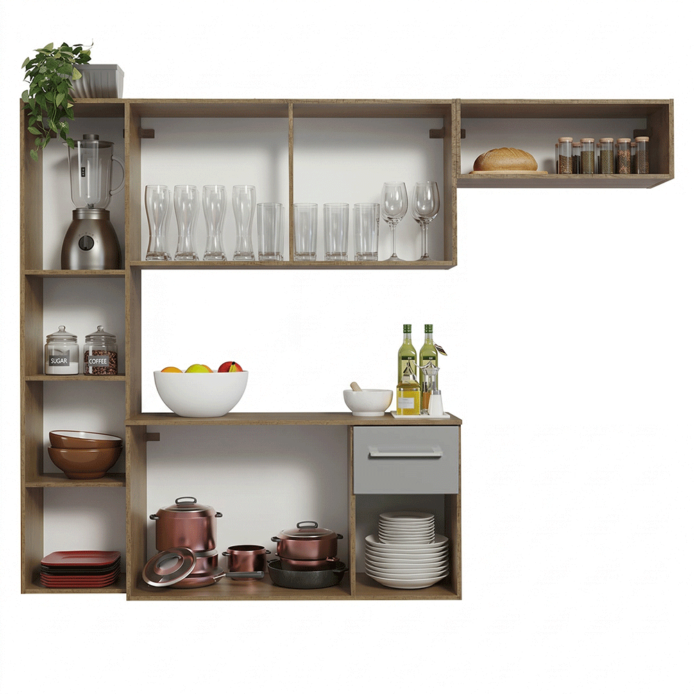 Cocina Integral 180cm Marrón/Gris Easy