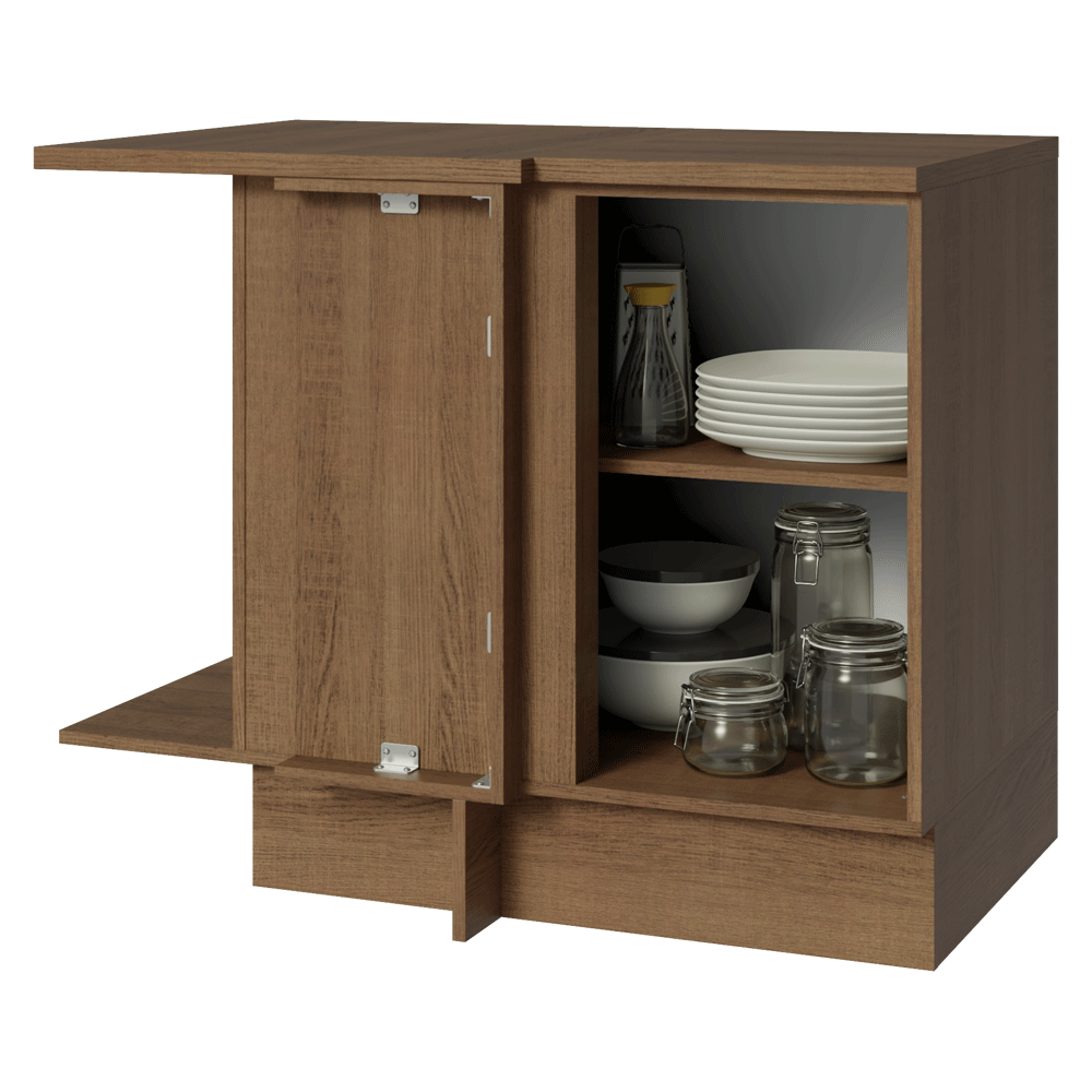 Gabinete Bajo Esquinero 102 cm 1 Puerta Marrón/Blanco Stella Madesa
