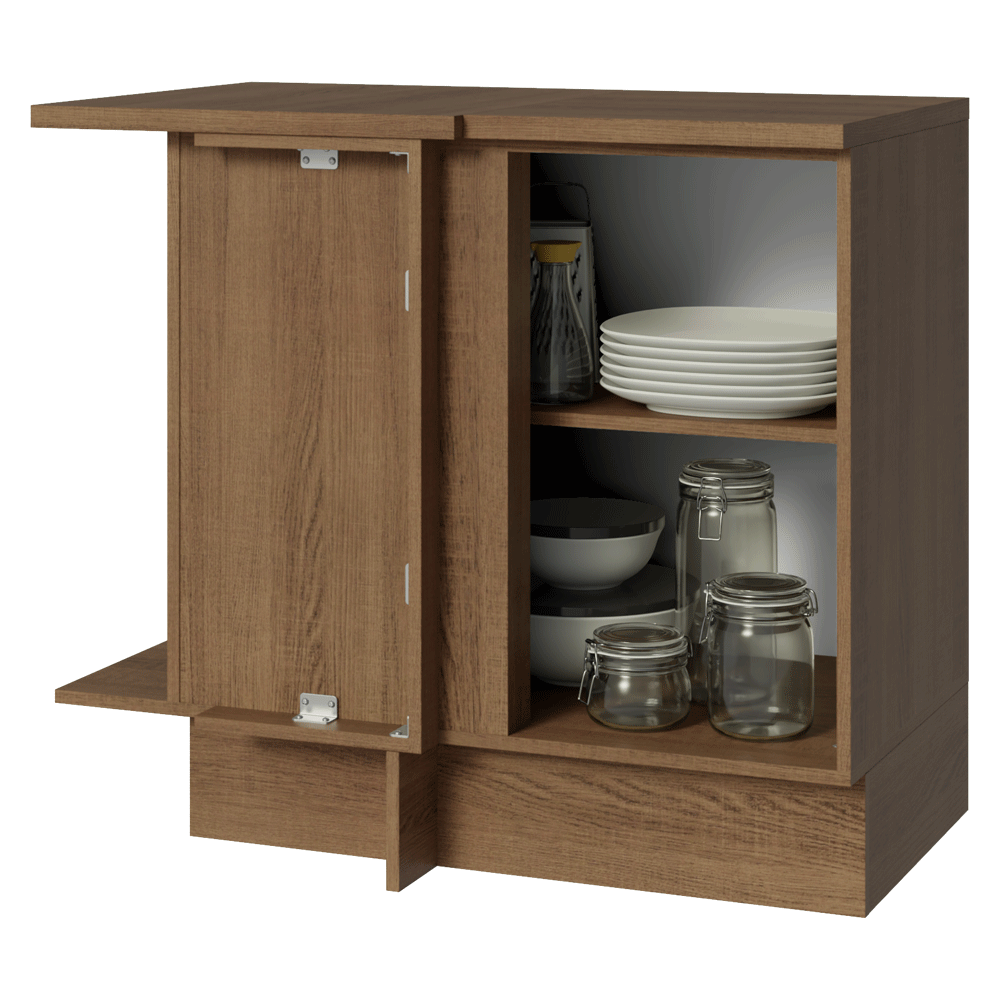 Gabinete Bajo Esquinero 94 cm 1 Puerta Marrón/Blanco Stella Madesa