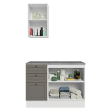 Combo Gabinete Bajo para Baño 110cm 3 Gavetas 3 Puertas Blanco/Gris Vik Madesa 01