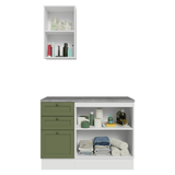 Combo Gabinete Bajo para Baño 110cm 3 Gavetas 3 Puertas Blanco/Verde Vik Madesa 01