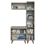 Kit Gabinete Bajo y Gabinete Superior para Baño 120 cm 5 Puertas Crema Nice Madesa